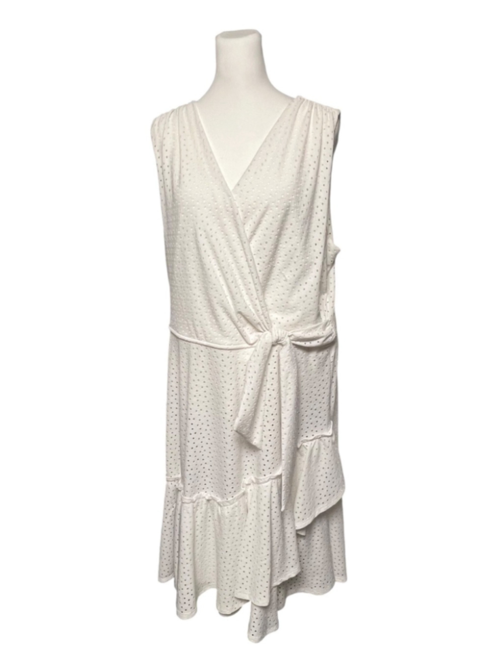 Robbie Bee White Faux Wrap Eyelet Dress Size XL - Picture 4 of 7